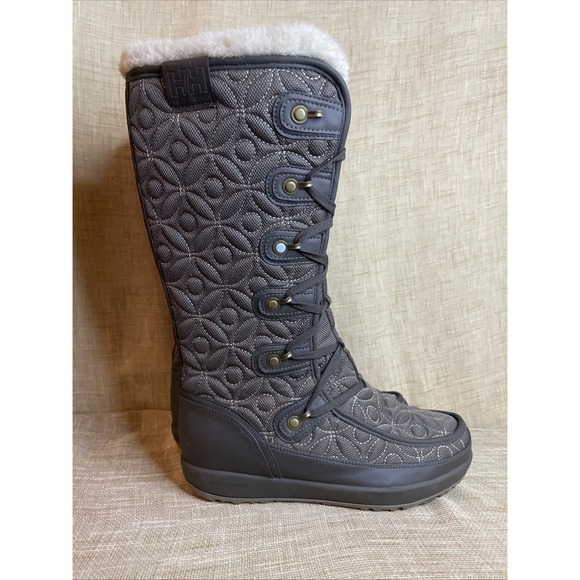 Helly Hansen Women's Garibaldi Quilted Olive  Gray Tall Insulated Boots Size 7.5 - Picture 1 of 11